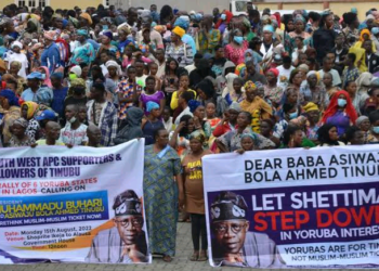 Takarar Musulmi 2: Magoyan Bayan APC Sun Yi Zanga-zanga A Legas, Sun Bukaci A Sauya Shettima