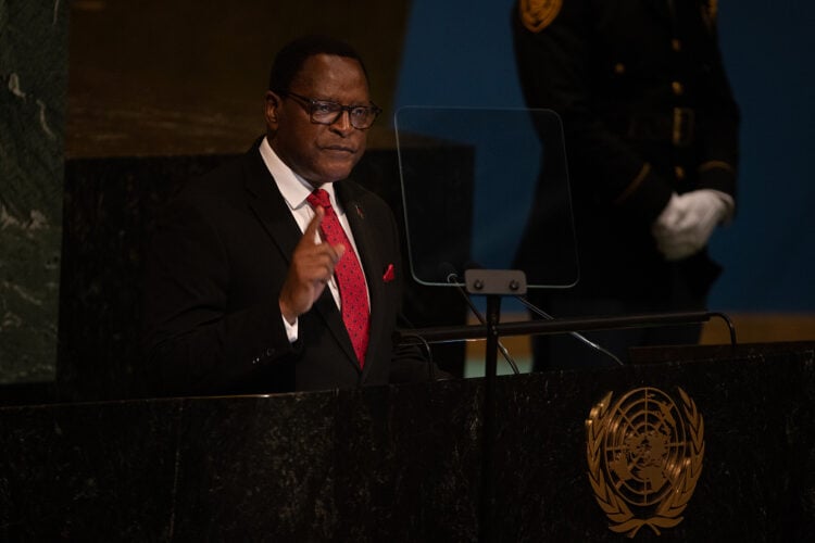 Lazarus Chakwera, Malawi's president, speaks during the United Nations General Assembly (UNGA) in New York, US, on Thursday, Sept. 22, 2022. The US and its allies got a new chance to cast Vladimir Putin as a pariah isolated on the global stage with this weeks gathering of world leaders in New York, even as the United Nations has failed to stop or even curb Russias war in Ukraine. Photographer: Jeenah Moon/Bloomberg