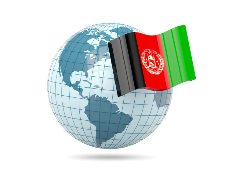 Globe with flag of afghanistan. 3D illustration