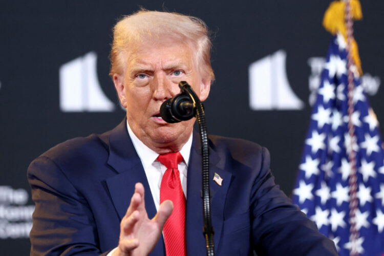 U.S. President Donald Trump speaks during a visit to the Kennedy Center in Washington, D.C., U.S., August 13, 2025.  REUTERS/Kevin Lamarque