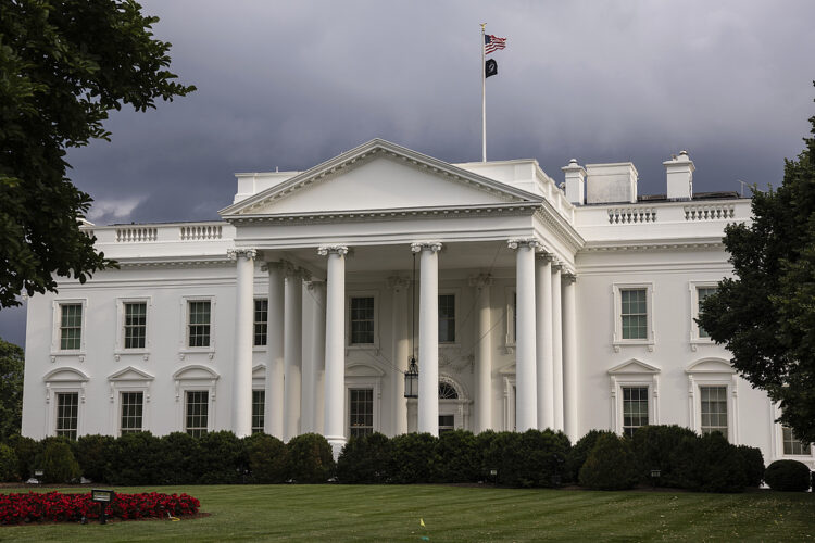 The White House is seen shortly before a storm May 30, 2025. (Francis Chung/POLITICO via AP Images)