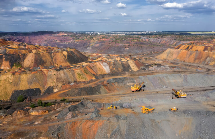 Afirka Large quarry mining of iron ore aerial view